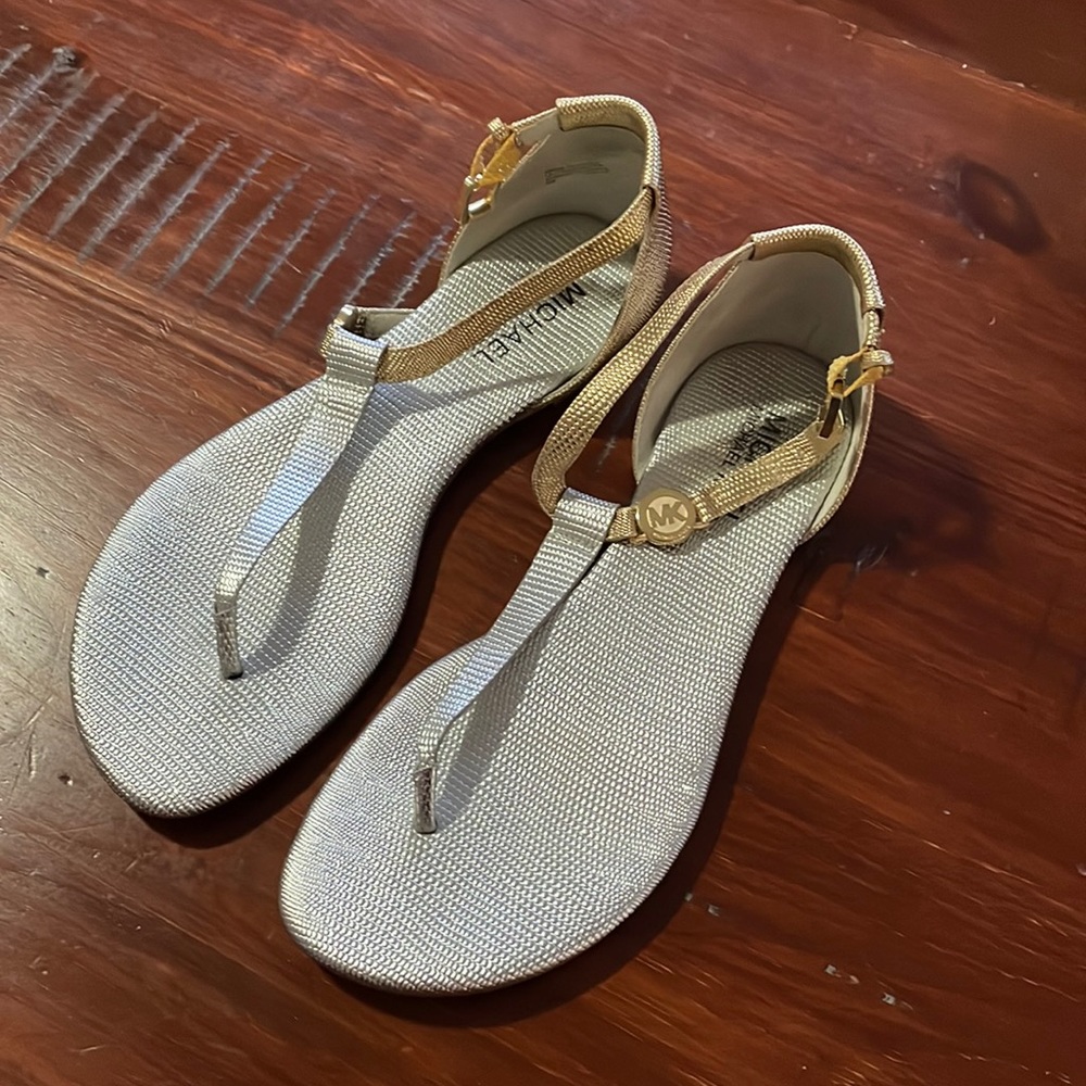 Gold and silver Michael Kors sandals, size 6.5, excellent condition.